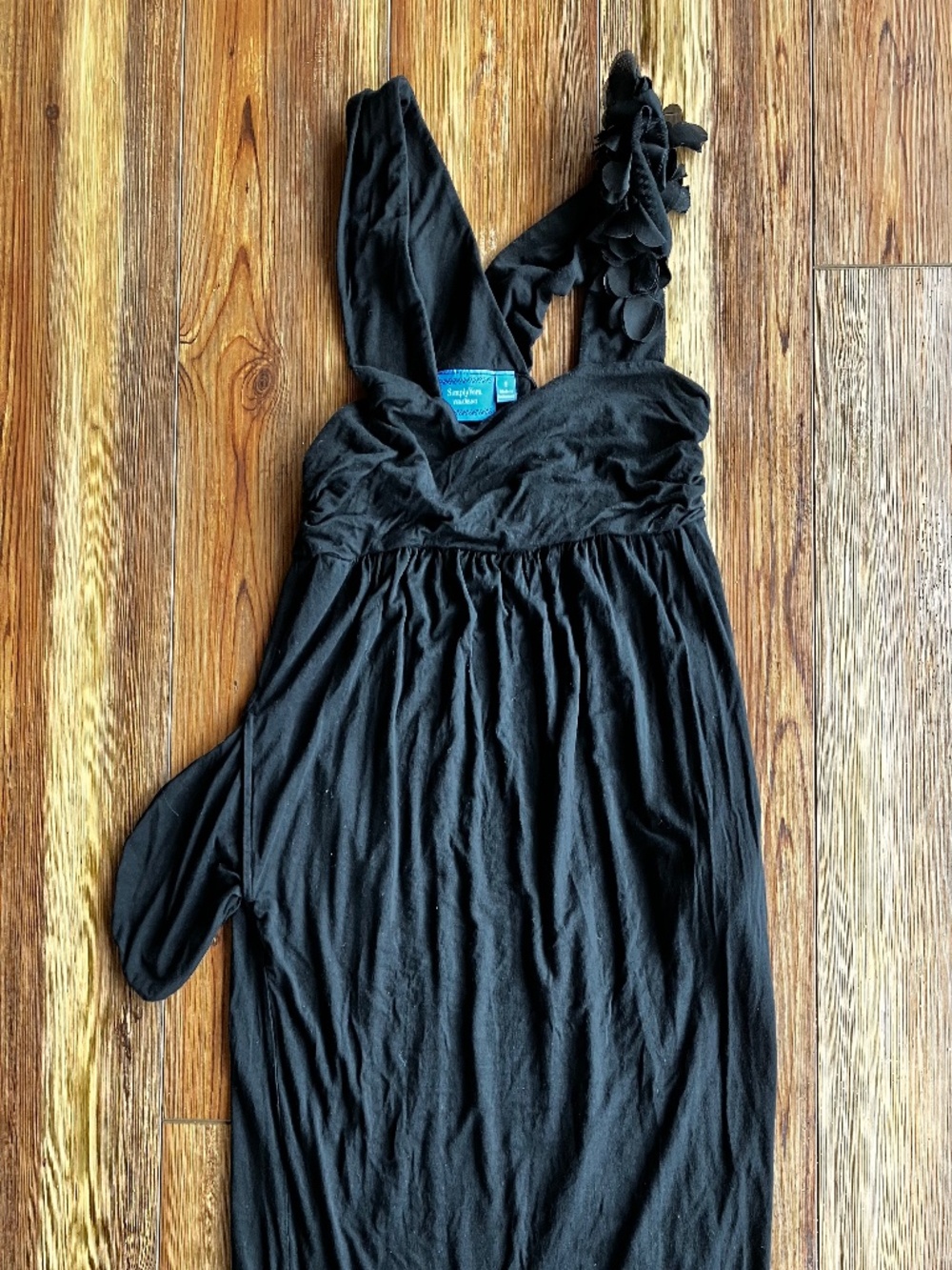 Vera Wang Women Small V Neck Sleeveless Dress with Pockets Black Knit Summer